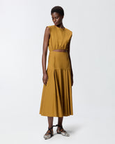 Robe midi plissée sans manches à découpe - | Pinko