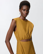 Robe midi plissée sans manches à découpe - | Pinko