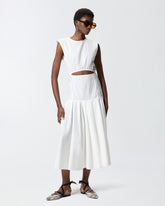 Abito midi smanicato con pieghe e cut-out - | Pinko