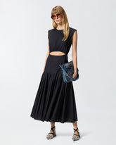 Abito midi smanicato con pieghe e cut-out - | Pinko