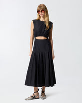Abito midi smanicato con pieghe e cut-out - | Pinko