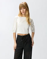 Blusa cropped con schiena scoperta - | Pinko
