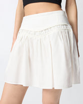 Falda corta con frunces y cordón ajustable - | Pinko