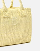 Beach small shopping tote in raffia with Love Birds logo - | Pinko
