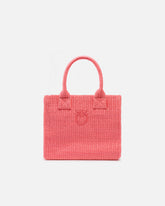 Μικρή τσάντα shopper Beach από rafia με λογότυπο Love Birds - | Pinko