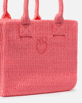 Borsa shopper piccola Beach in rafia con logo Love Birds - | Pinko