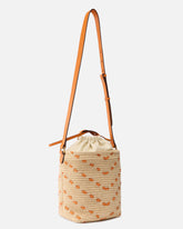 Bucket Mini crossbody bag in raffia with chevron motif - | Pinko