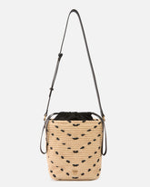 Bucket Mini crossbody bag in raffia with chevron motif - | Pinko