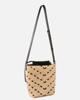 Borsa a tracolla piccola Bucket Mini in rafia con motivo chevron - | Pinko