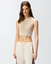 Crop top smanicato con bande sul retro - | Pinko
