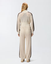 Felpa cropped traforata con bande - | Pinko