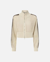Felpa cropped traforata con bande - | Pinko