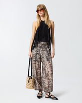 Pantaloni ampi con stampa snake - | Pinko