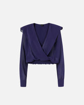 Blusa cropped con cappuccio e trasparenze - | Pinko