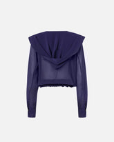 Blusa cropped con cappuccio e trasparenze - | Pinko