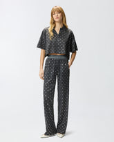 Cropped mesh polo shirt with mirror detail - | Pinko