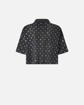 Polo cropped in rete con specchietti - Grigio Scuro | Pinko
