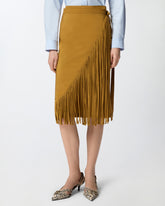 Calf-length wrap skirt with fringing - | Pinko