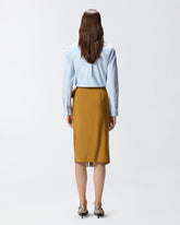 Calf-length wrap skirt with fringing - | Pinko