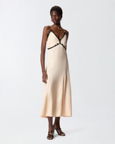 Abito lungo con inserti in pizzo - | Pinko