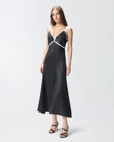 Abito lungo con inserti in pizzo - | Pinko