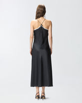 Abito lungo con inserti in pizzo - | Pinko