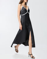 Abito lungo con inserti in pizzo - | Pinko