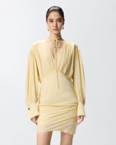 Abito corto con maniche lunghe e drappeggi - | Pinko