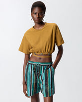 T-shirt cropped con laccio e dettagli texani - | Pinko
