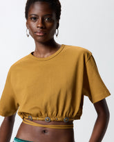 T-shirt cropped con laccio e dettagli texani - | Pinko