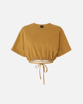 T-shirt cropped con laccio e dettagli texani - | Pinko