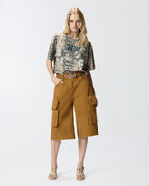 Cropped T-shirt with snake print and Love Birds - | Pinko