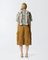 Cropped T-shirt with snake print and Love Birds - | Pinko