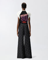 T-shirt with V-neck and branded patches - | Pinko
