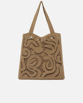 Borsa shopper media in tessuto crochet geometrico - | Pinko