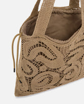 Borsa shopper media in tessuto crochet geometrico - | Pinko