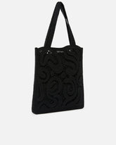 Borsa shopper media in tessuto crochet geometrico - | Pinko