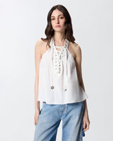 Haut léger avec lacets et détails western - | Pinko