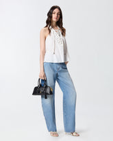 Lightweight top with laces and Texan details - | Pinko