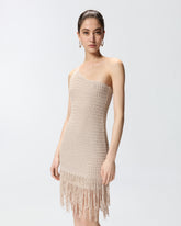 Abito corto monospalla con frange - | Pinko