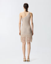 Abito corto monospalla con frange - | Pinko
