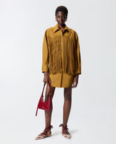 Abito corto chemisier con frange - | Pinko