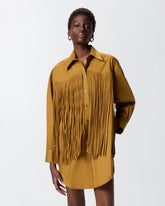 Abito corto chemisier con frange - | Pinko