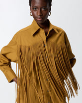Mini shirt dress with fringing - | Pinko