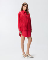 Abito corto chemisier con frange - | Pinko