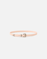 Crocodile-print leather belt with Texan buckle, 1.7 cm - | Pinko