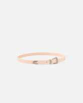 Crocodile-print leather belt with Texan buckle, 1.7 cm - | Pinko