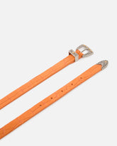 Ceinture en cuir embossé crocodile avec boucle western 1,7 cm - | Pinko