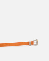 Ceinture en cuir embossé crocodile avec boucle western 1,7 cm - | Pinko