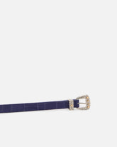 Ceinture en cuir embossé crocodile avec boucle western 1,7 cm - | Pinko